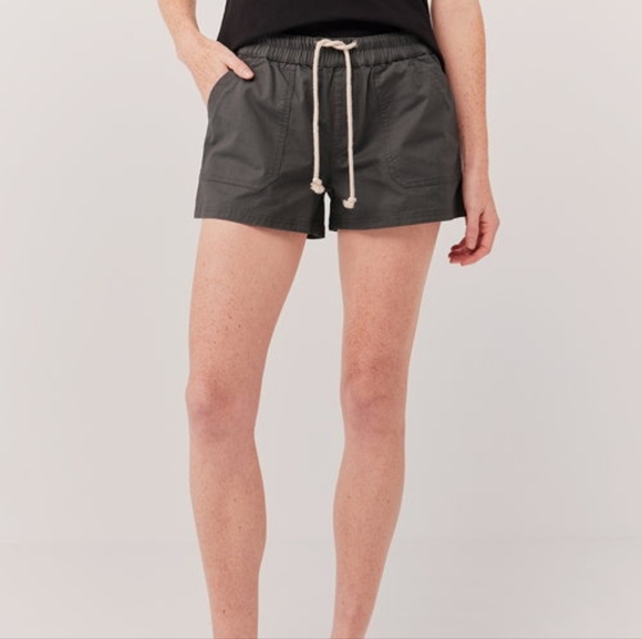 Pact Storm Grey Organic Cotton Woven Twill Drawstring Short SM Durable Comfort - Picture 4 of 12